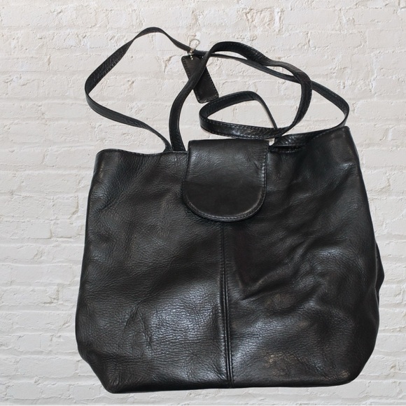 J Jill Black Leather Tote - Picture 1 of 7